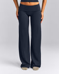 SoftMotionTM Fold Over Mid Rise Straight Leg Pants | True Blue