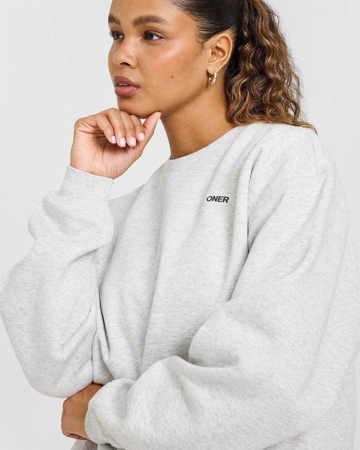 Foundations Oversized Sweatshirt | Light Gray Marl