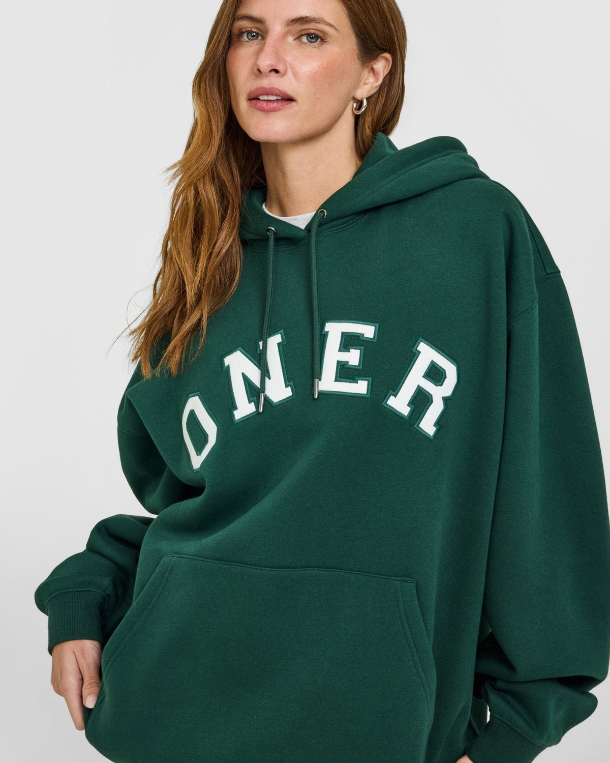 Foundations Oversized Oner Girlfriend Hoodie | Racing Green