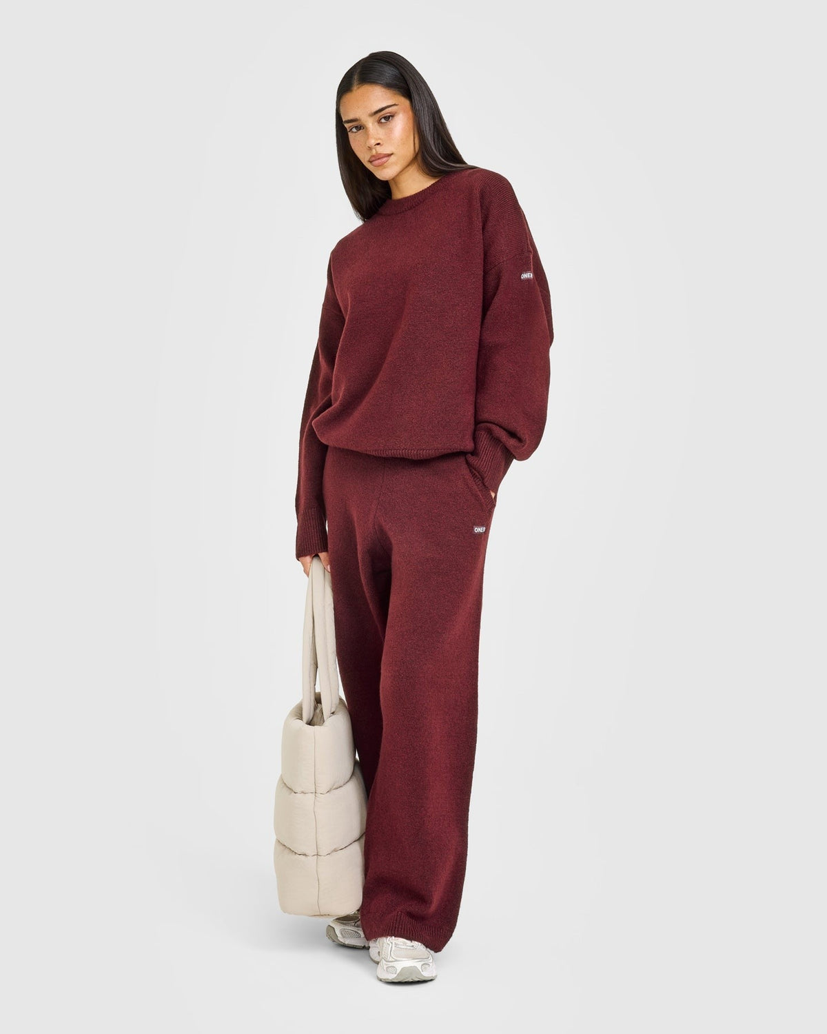 Oversized Knit Crew Neck Sweatshirt | Rosewood