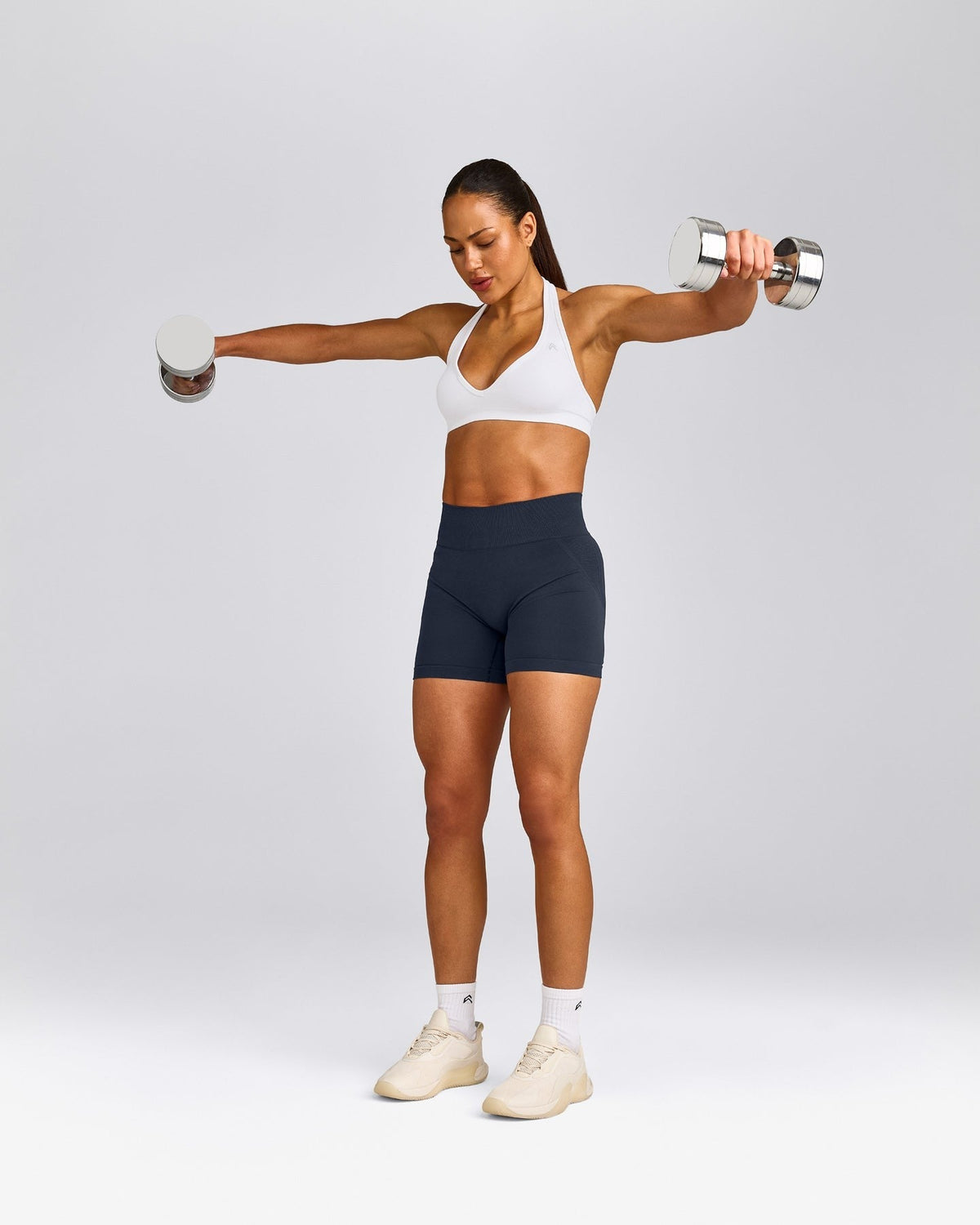 EffortlessLiftTM Seamless Halter Neck Sports Bra | White