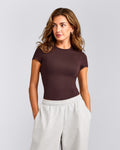 MellowTM Motion Crew Neck Top | Plum Brown