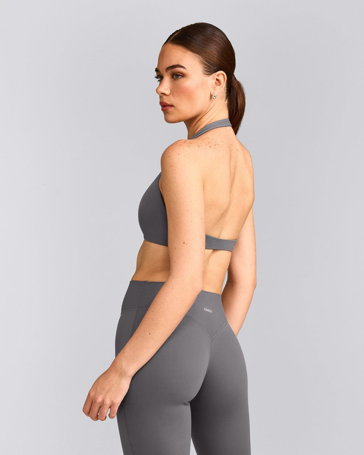SoftMotionTM Minimal Halter Neck Bralette | Ash Gray