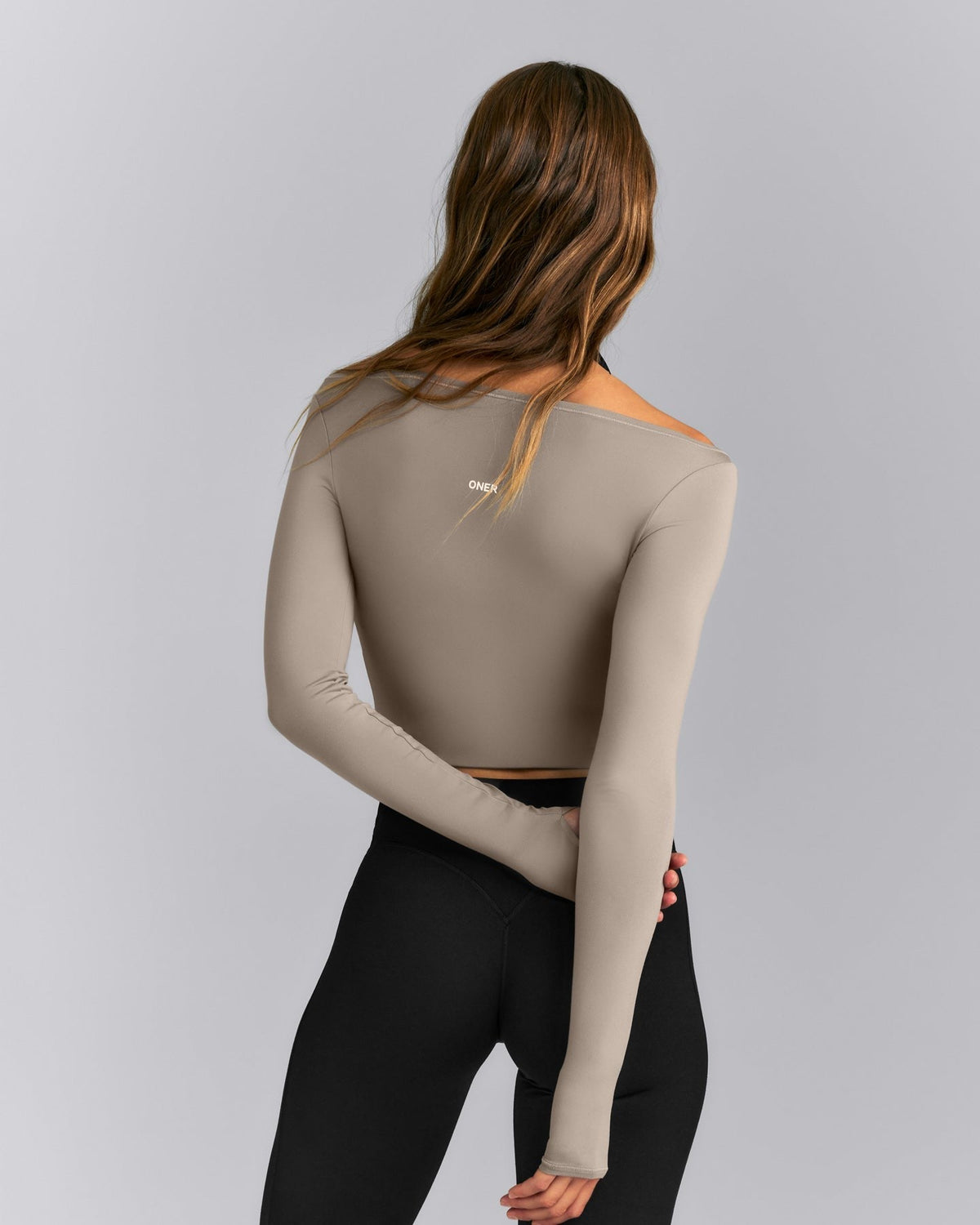 FormeSoftTM Fitted Off-The-Shoulder Long Sleeve Top | Washed Minky
