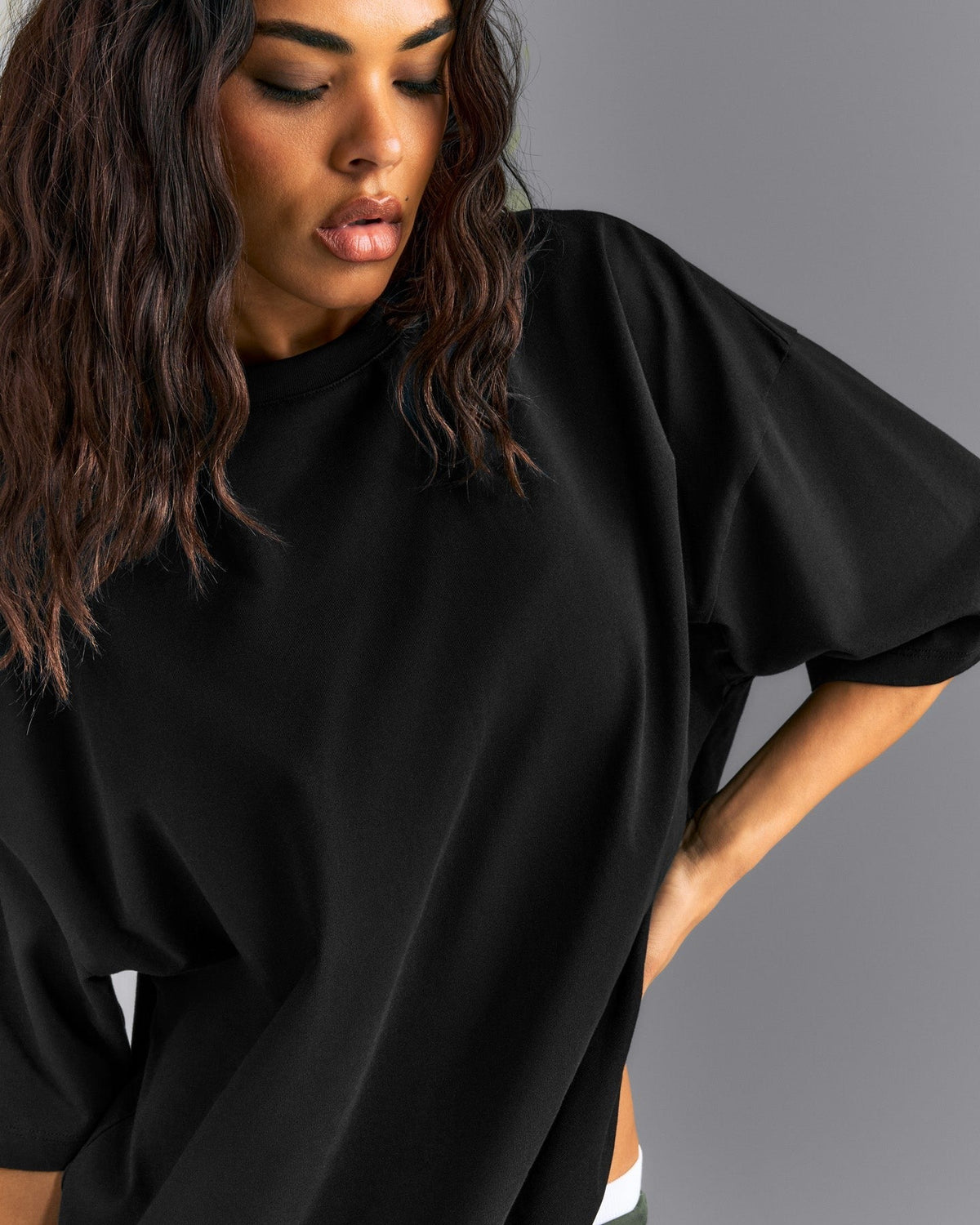 Oversized Cotton Short Sleeve Tee | Black