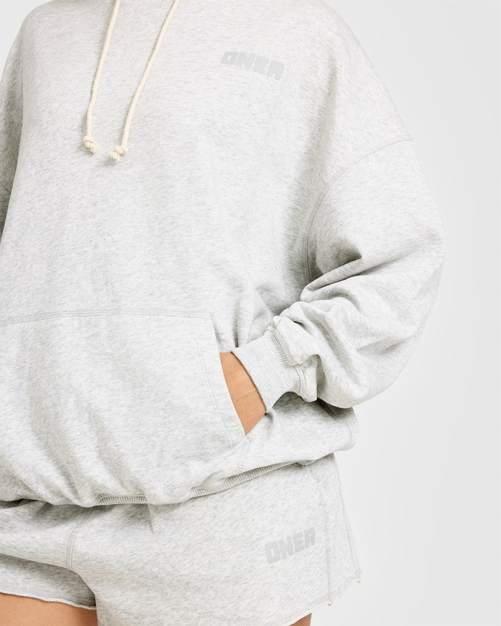 Raw Lounge Oversized Hoodie | Light Gray Marl
