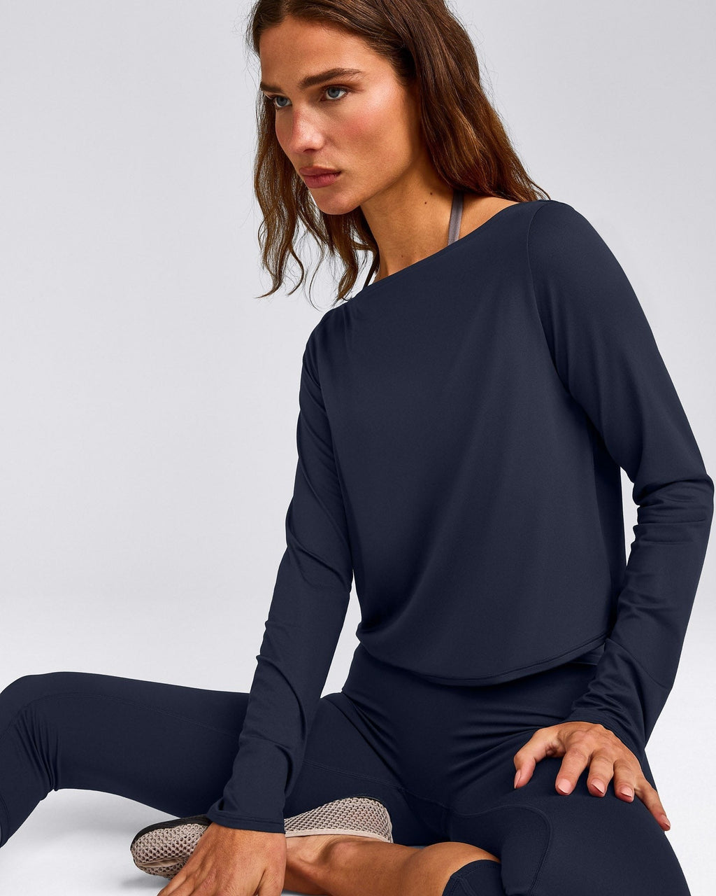 FormeSoftTM Relaxed Slash Neck Long Sleeve Top | True Blue