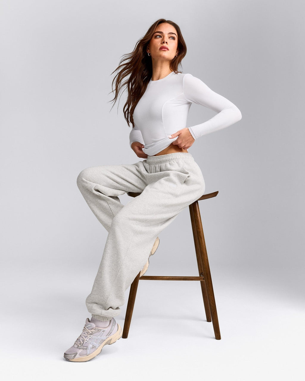 MellowTM Motion Crew Neck Long Sleeve Top | White