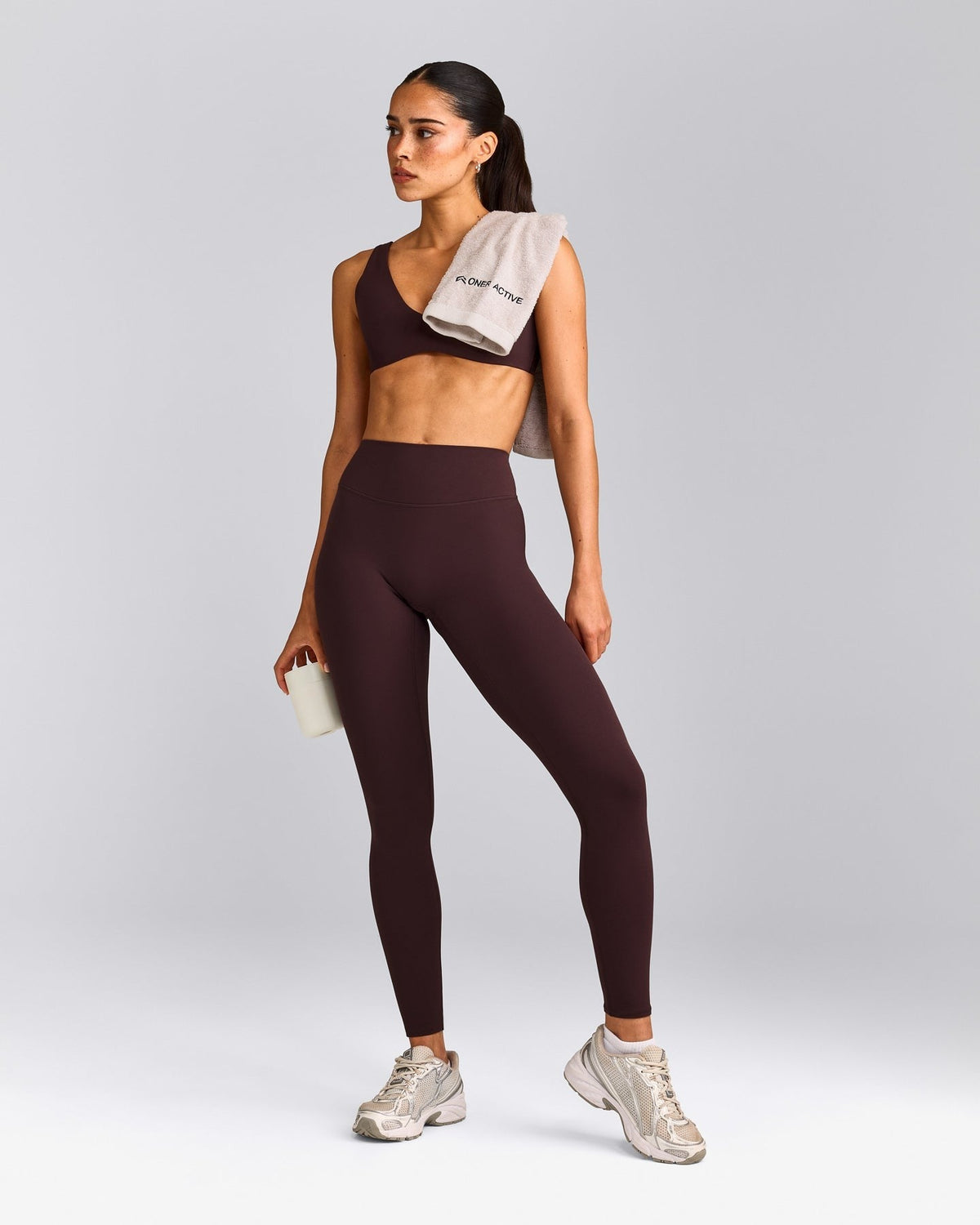 SoftMotionTM High Waisted Leggings | Plum Brown