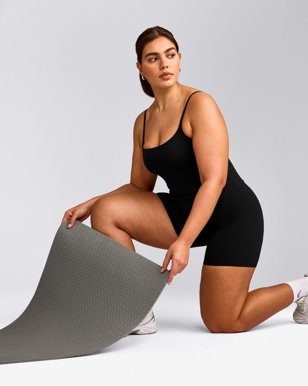 SoftMotionTM Strappy Tank Top with Built in Bra Shelf | Black