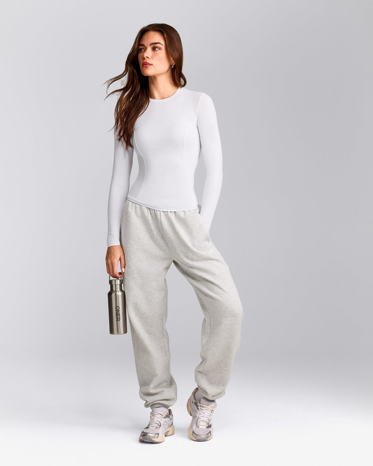 MellowTM Motion Crew Neck Long Sleeve Top | White