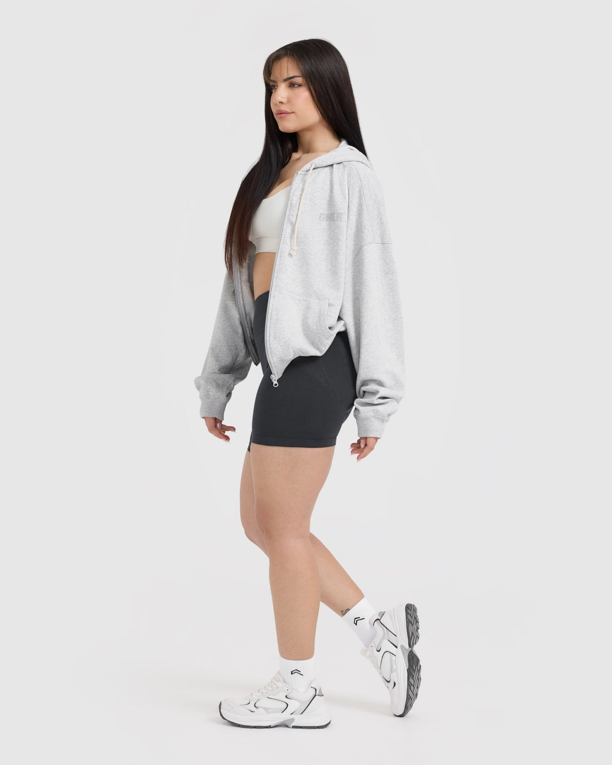 Raw Lounge Oversized Zip Hoodie | Light Gray Marl