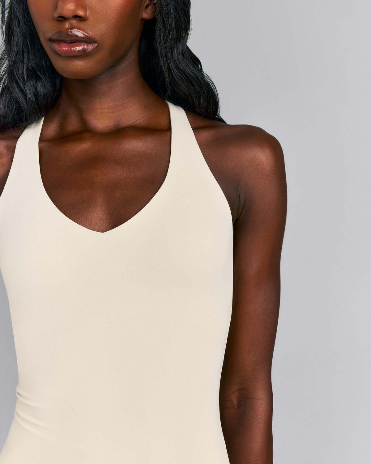 SoftMotionTM Racer Back Tank Top with Built in Bra Shelf | Oatmeal