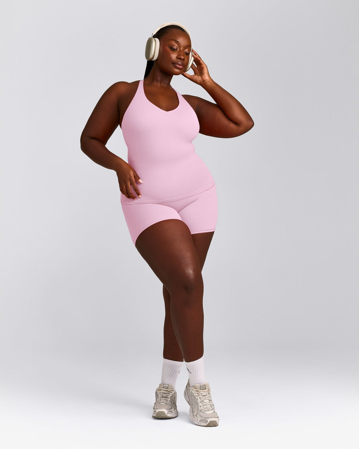 SoftMotionTM Racer Back Tank Top with Built in Bra Shelf | Chalk Pink