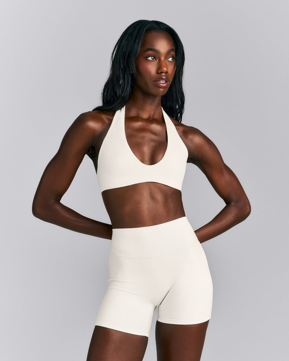 SoftMotionTM Minimal Halter Neck Bralette | Marshmallow White