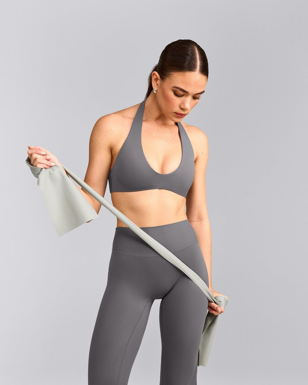 SoftMotionTM Minimal Halter Neck Bralette | Ash Gray