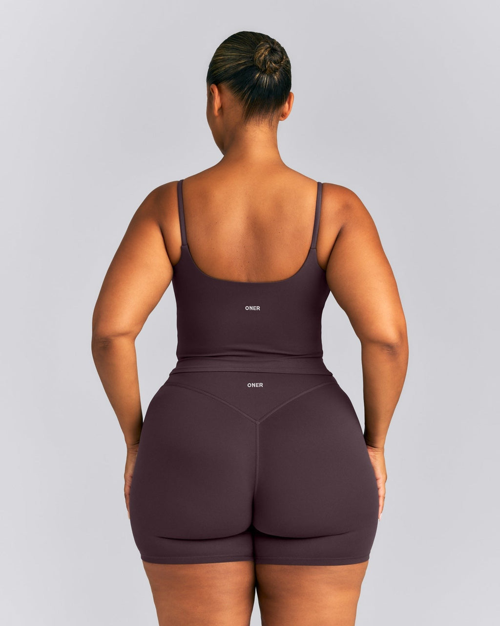 SoftMotionTM Strappy Mid Tank Top with Built in Bra Shelf | Dark Umber Brown