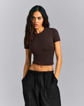 Fitted Cotton Short Sleeve Crew Neck Tee | 70% Cocoa