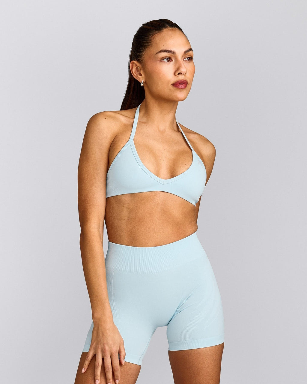 EnhanceLiftTM Seamless Minimal Halter Neck Bralette | Cloud Blue
