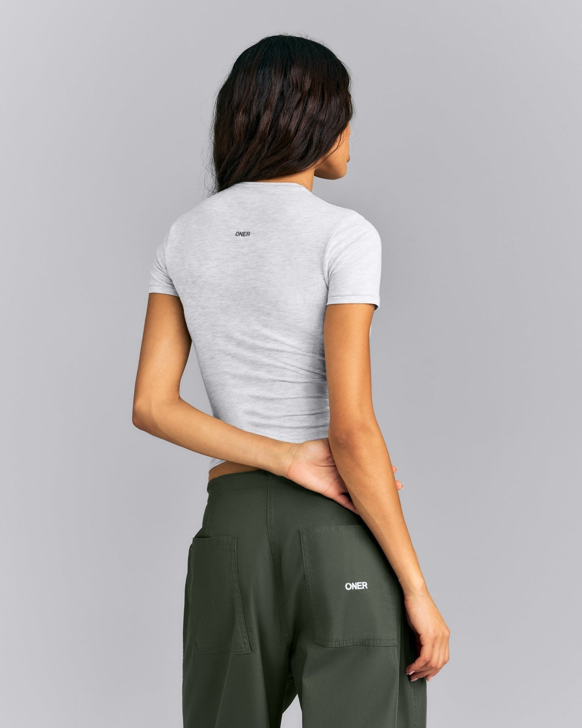 Fitted Cotton Short Sleeve Crew Neck Tee | Light Gray Marl