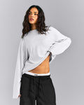 Oversized Cotton Long Sleeve Top | Light Gray Marl