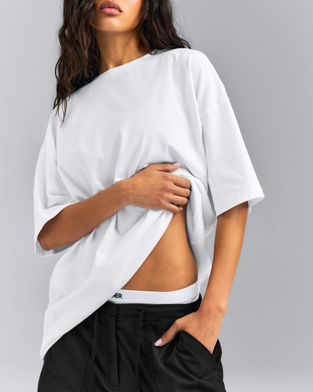 Oversized Cotton Short Sleeve Tee | White