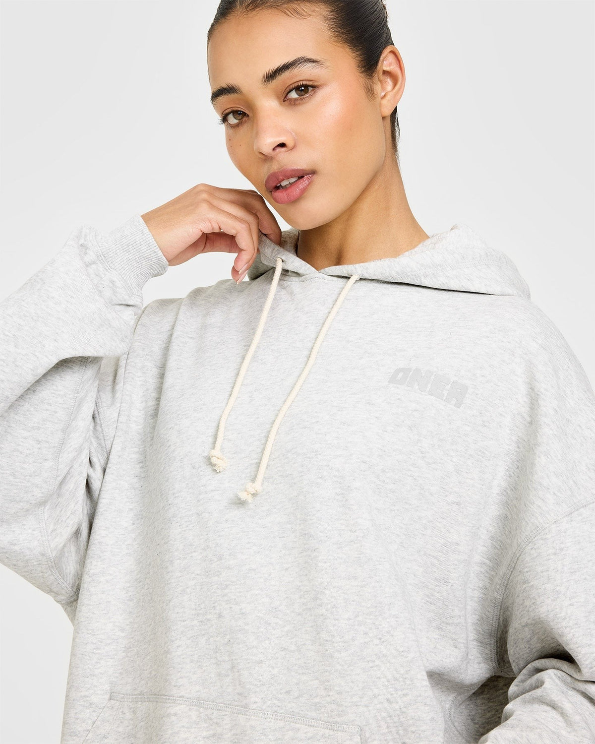 Raw Lounge Oversized Hoodie | Light Gray Marl