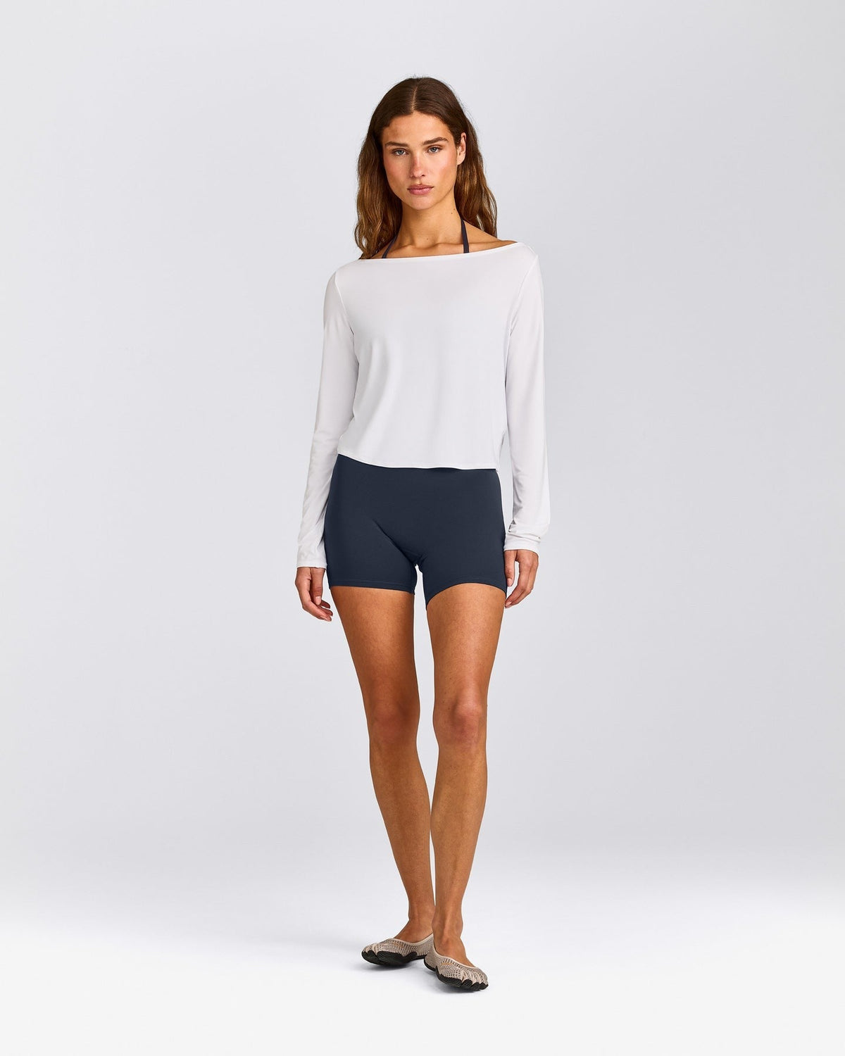 FormeSoftTM Relaxed Slash Neck Long Sleeve Top | White