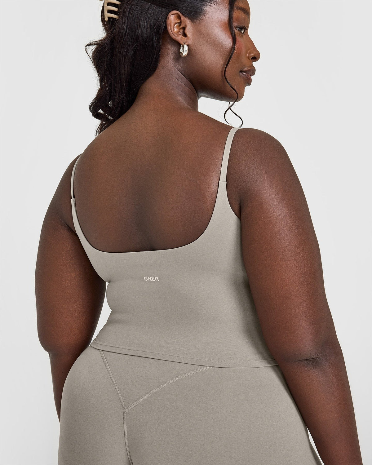 SoftMotionTM Strappy Mid Tank Top with Built in Bra Shelf | Warm Sand