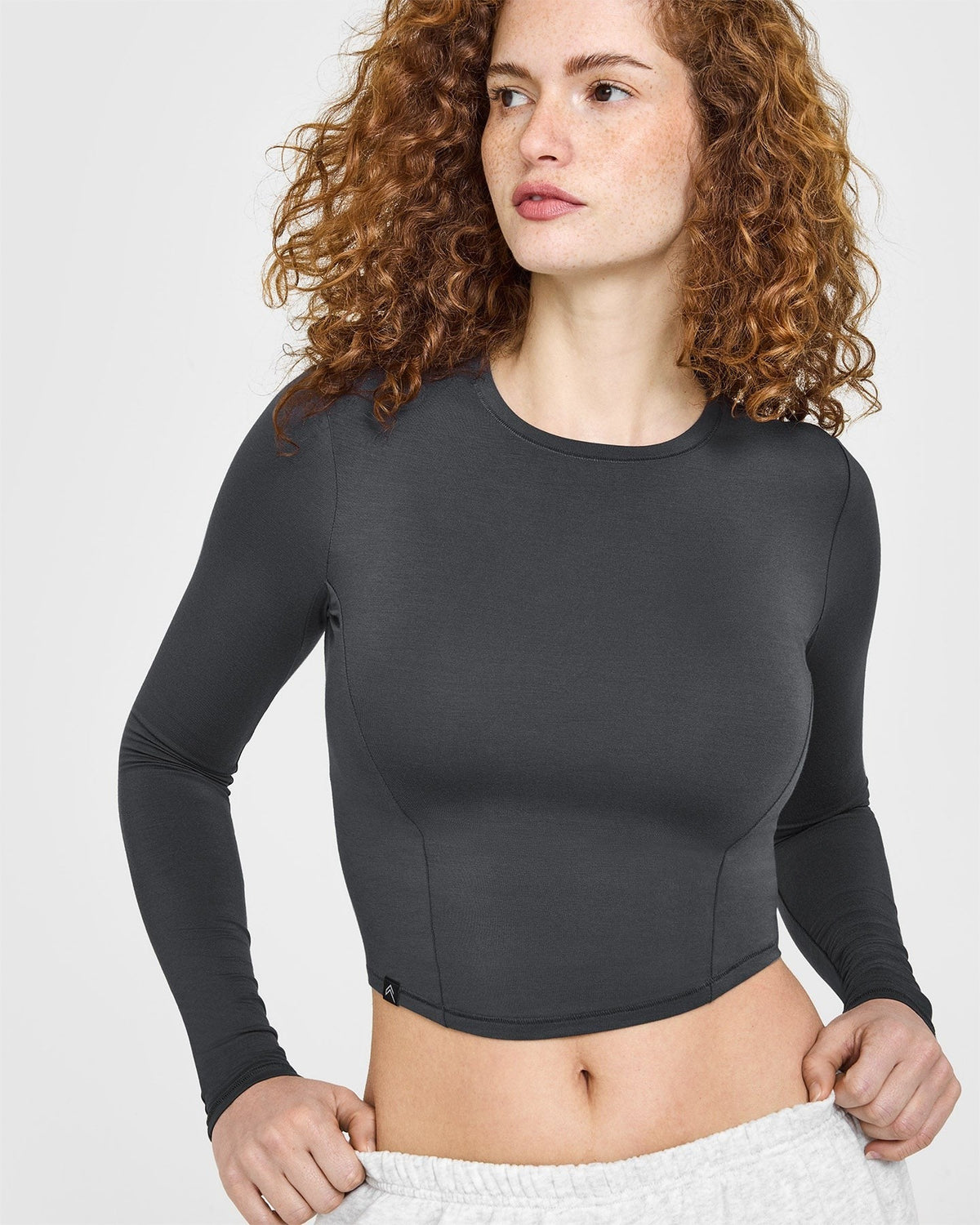 MellowTM Soft Mid Long Sleeve Top | Coal