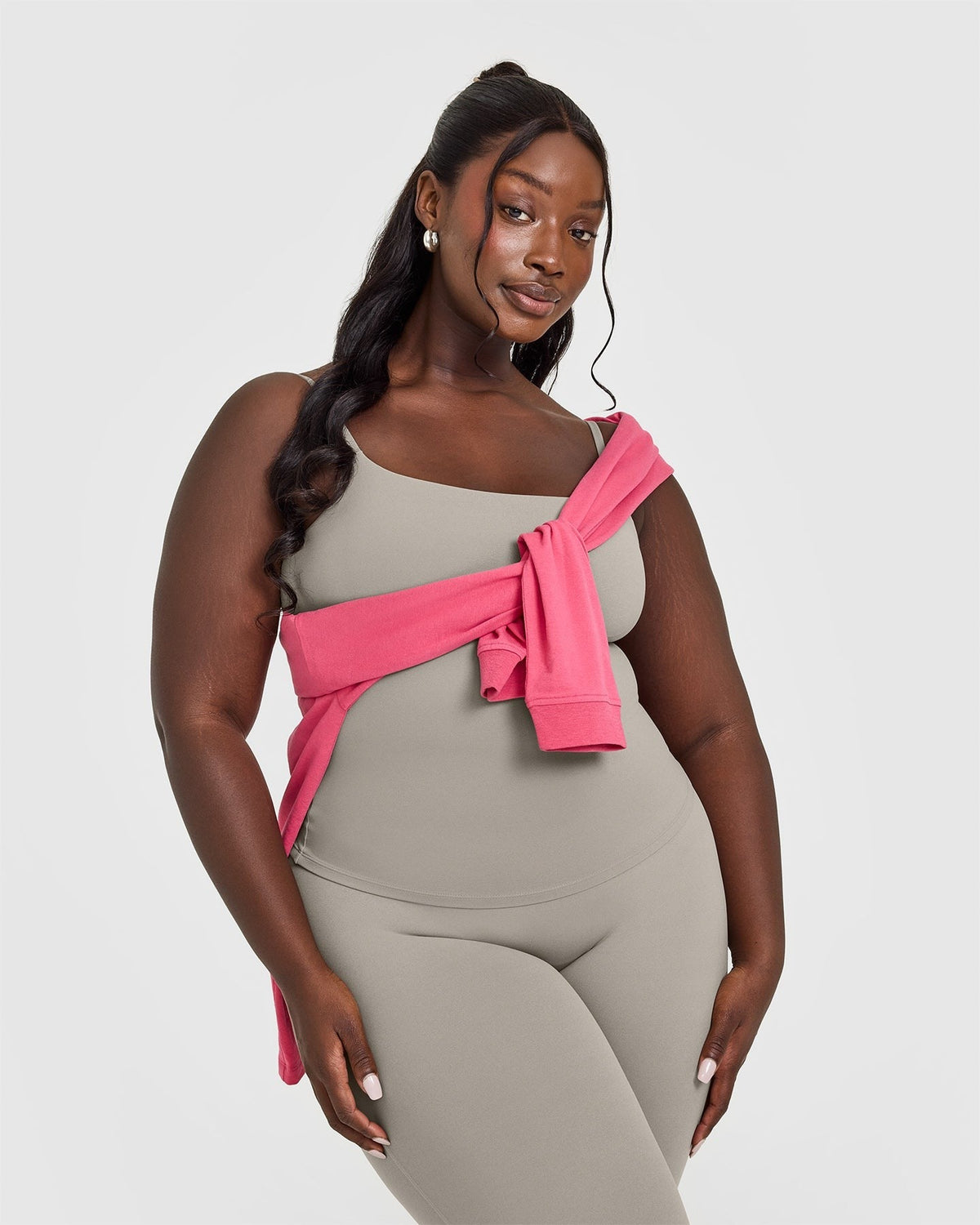 SoftMotionTM Strappy Tank Top with Built in Bra Shelf | Warm Sand