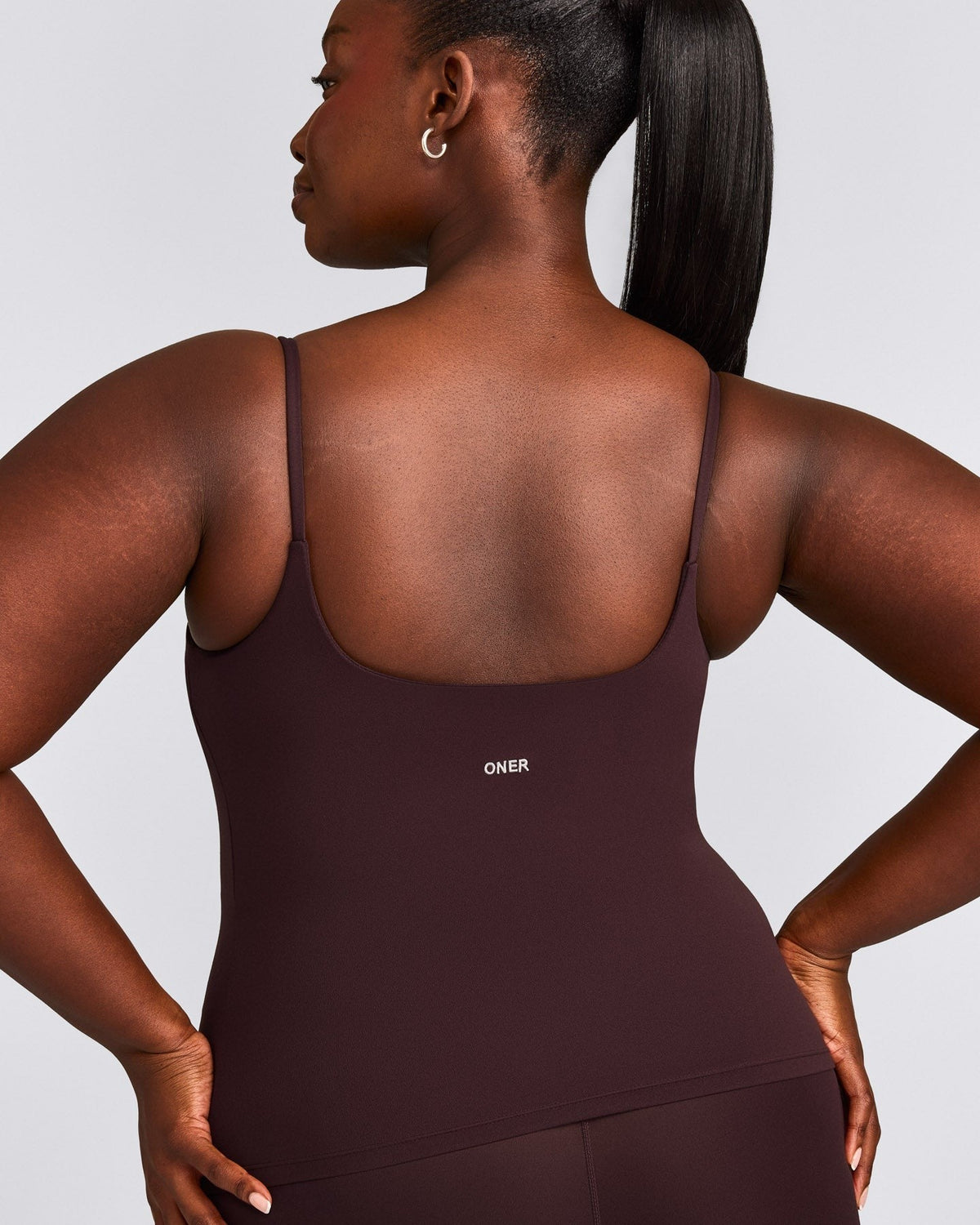 SoftMotionTM Strappy Tank Top with Built in Bra Shelf | Plum Brown