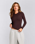 MellowTM Motion Crew Neck Long Sleeve Top | Plum Brown