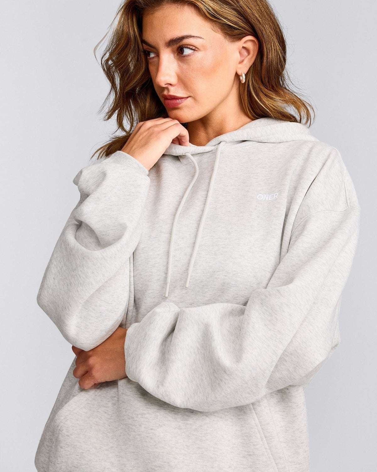 Foundations Cosy Oversized Hoodie | Light Gray Marl