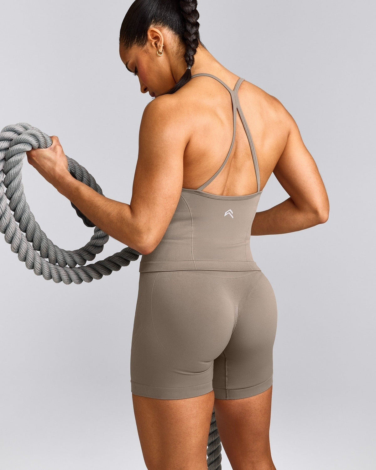 EnhanceLiftTM Seamless Strappy Racer Tank Top with Built in Bra Shelf | Warm Minky