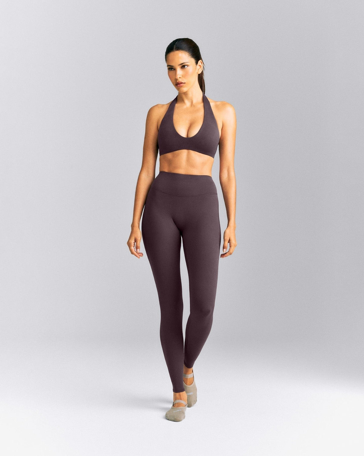 SoftMotionTM Minimal Halter Neck Bralette | Dark Umber Brown